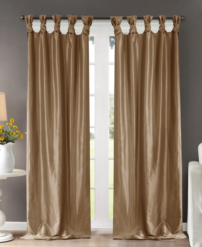 Madison Park Emilia Twist Tab Lined Window Curtain Panel, Single Curtain with Privacy Lining for Bedroom and Living Room