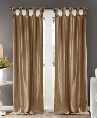 Madison Park Emilia Twist Tab Lined Window Curtain Panel, Single Curtain with Privacy Lining for Bedroom and Living Room
