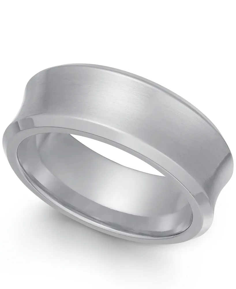 Sutton by Rhona Stainless Steel Men's Matte Finish Concave Ring