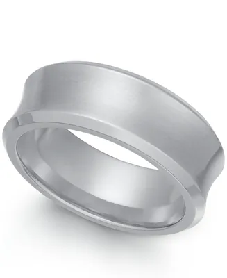 Sutton by Rhona Stainless Steel Men's Matte Finish Concave Ring