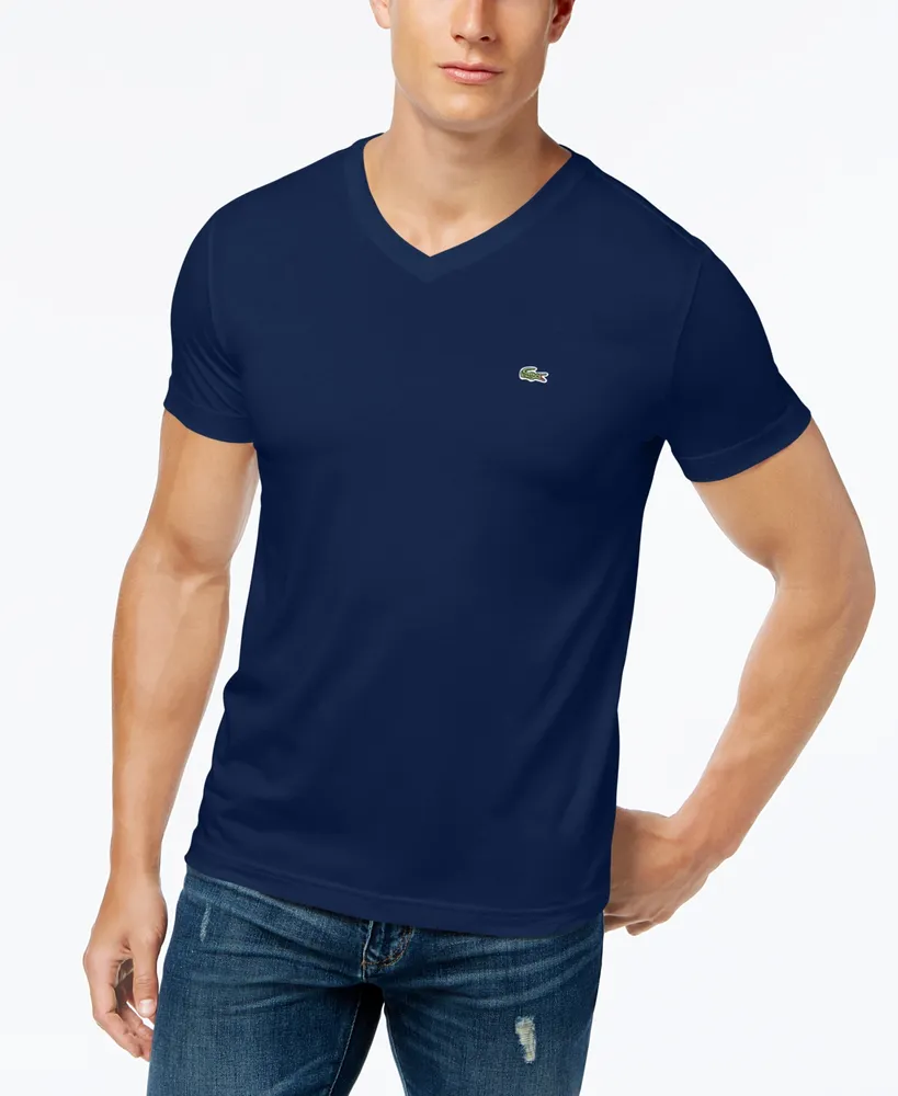 Men's Lacoste Classic V-Neck Soft Pima Cotton Tee Shirt