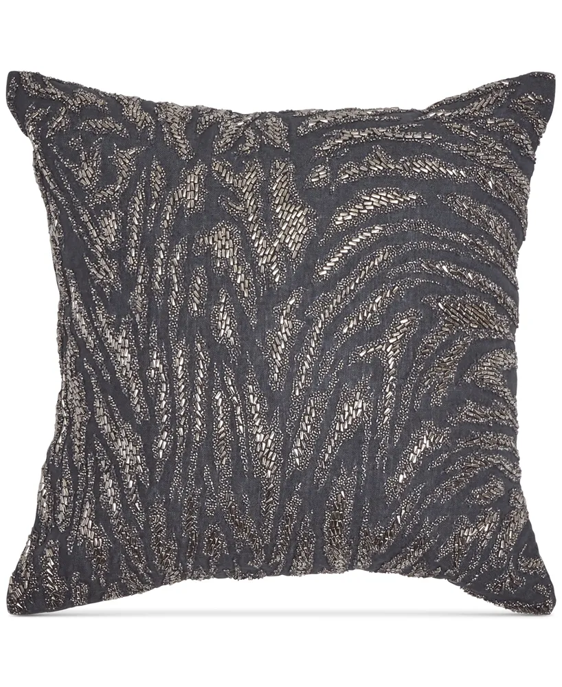 Donna Karan Home Moonscape Charcoal Beaded 18" Square Decorative Pillow