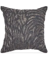 Donna Karan Home Moonscape Charcoal Beaded 18" Square Decorative Pillow