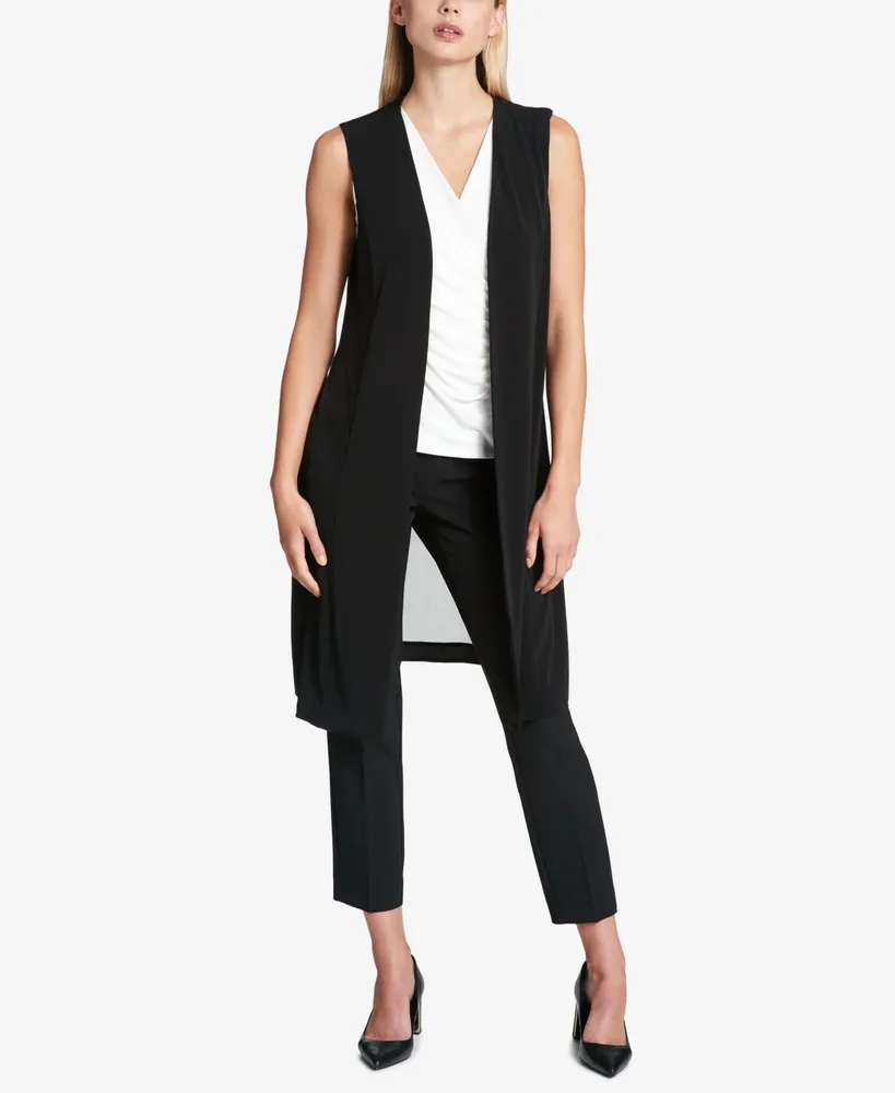 Dkny Chiffon Back Long Vest