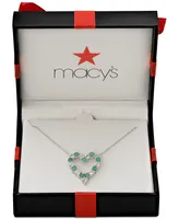 Emerald (1 ct. t.w.) & White Topaz Heart Pendant Necklace Sterling Silver (also available Sapphire Ruby)