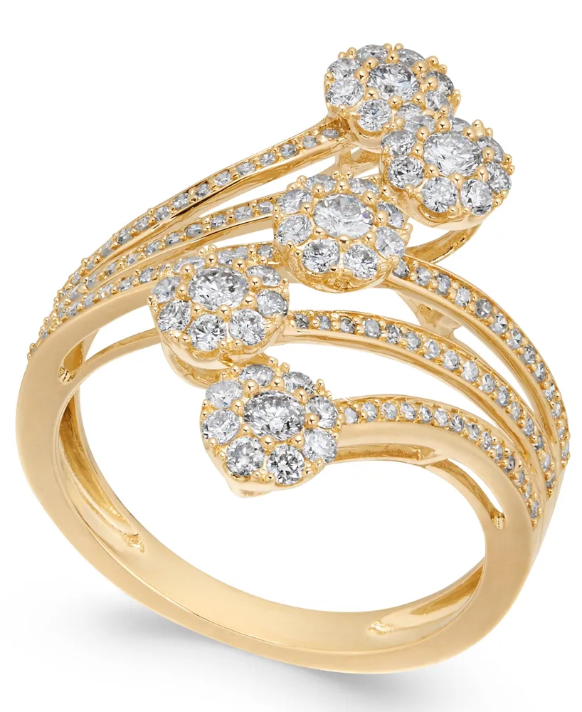 Diamond Multiple Cluster Waterfall Statement Ring (1 ct. t.w.) in 14k Gold