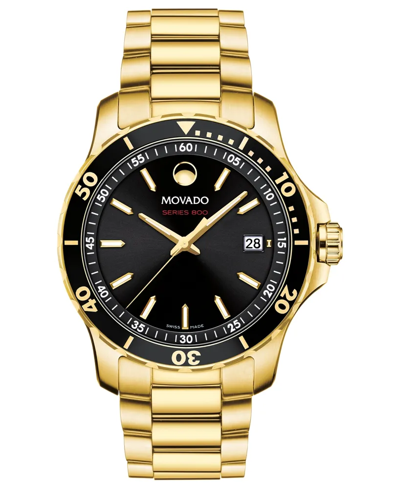 Movado Men's Swiss Series 800 Gold-Tone Pvd Stainless Steel Bracelet Diver Watch 40mm