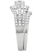 Diamond Halo Engagement Bridal Set (1-3/4 ct. t.w.) in 14k White Gold