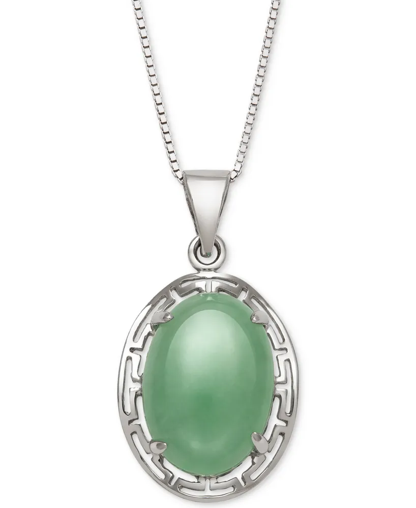 Dyed Jade Greek Key Pendant Necklace in Sterling Silver