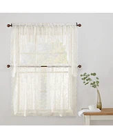 Alison Floral Lace Sheer Rod Pocket Kitchen Curtain Tier Pair