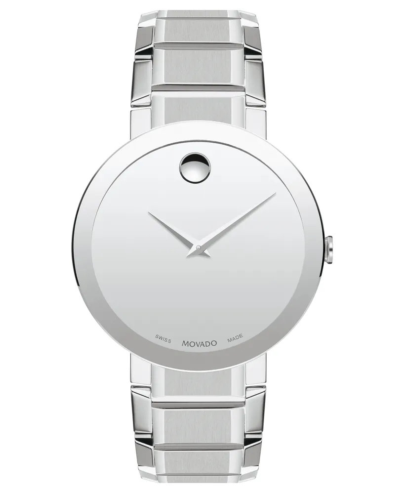 Movado Men's Swiss Sapphire Stainless Steel Bracelet Watch 39mm