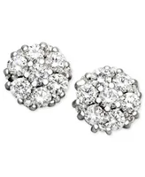 Diamond Flower Cluster Stud Earrings in 14k White Gold (1/2 ct. t.w.)