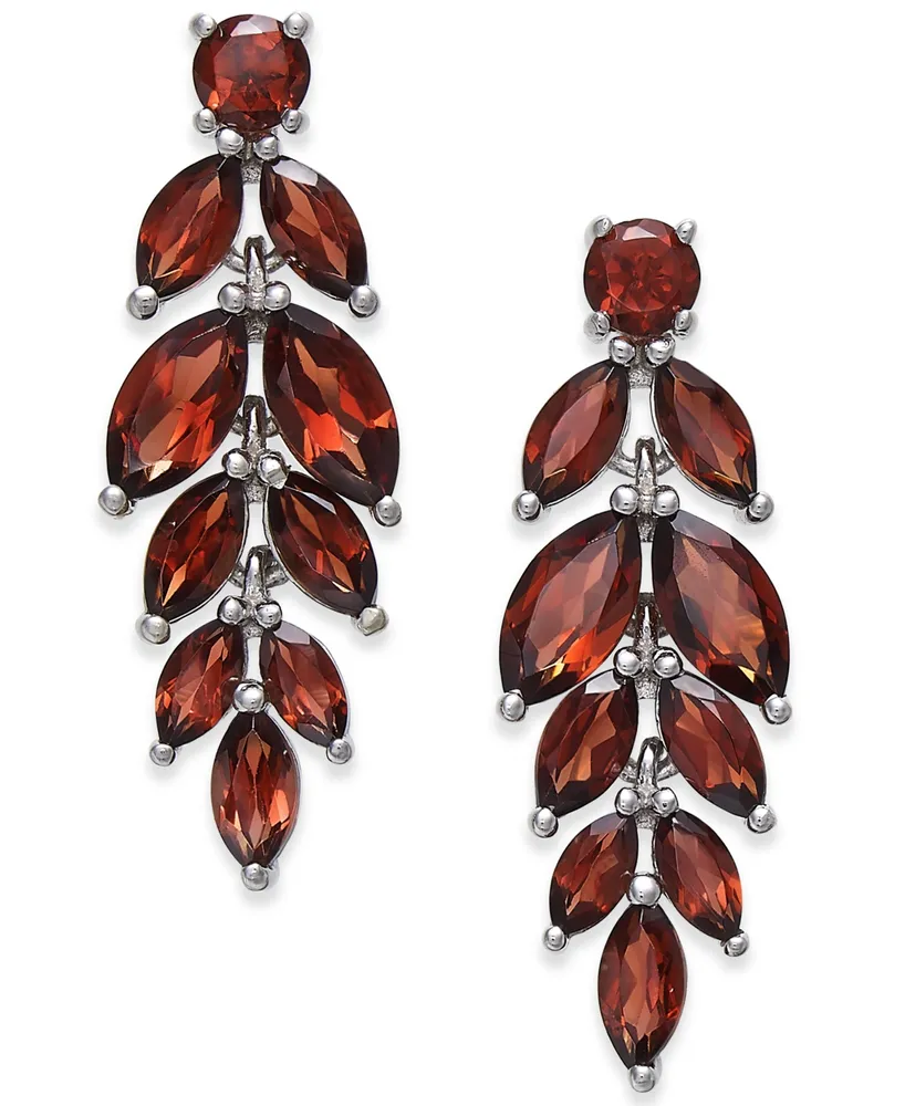 Garnet Vine Drop Earrings (7 ct. t.w.) in Sterling Silver (Also Available In Peridot, Blue Topaz, Amethyst, and Multi Gemstone)