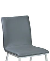 Crystal Dining Chair in Gray Faux Leather with Brushed Stainless Steel Finish and Gray Walnut Veneer Back - Set of 2