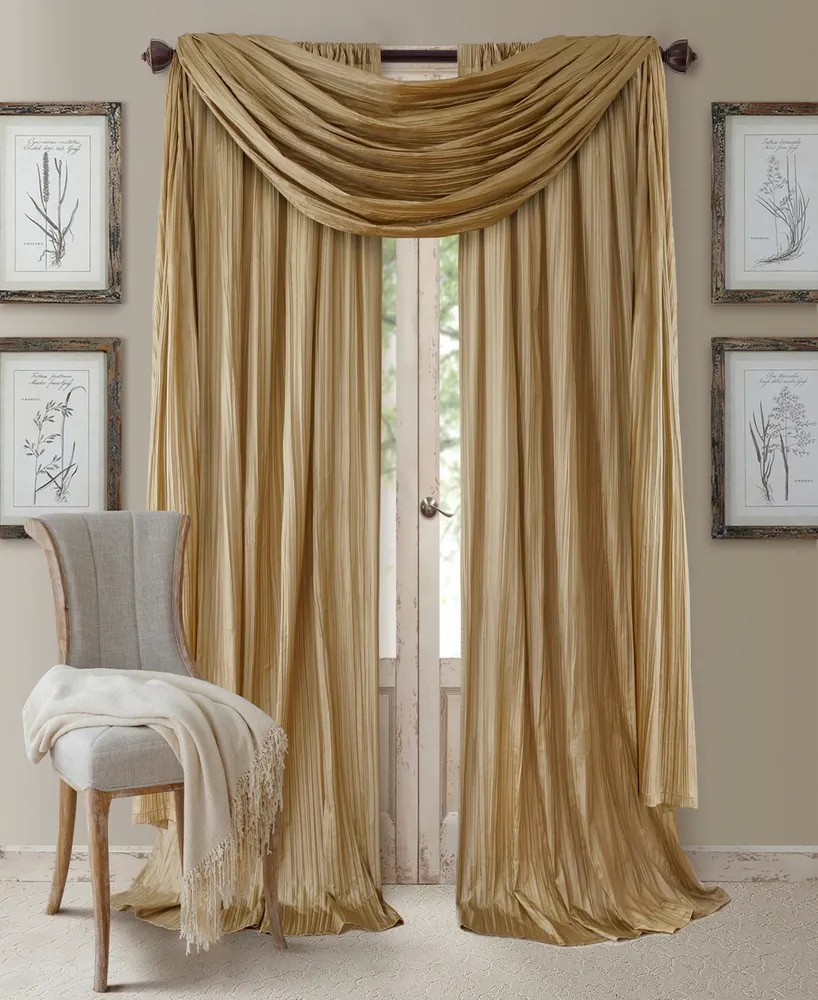 Athena Faux Silk Window Curtain And Scarf Set - 52 X 108 - Red