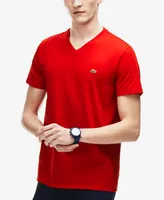 Men's Lacoste Classic V-Neck Soft Pima Cotton Tee Shirt