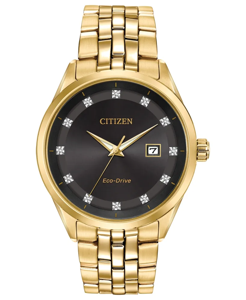 Citizen Men's Eco-Drive Corso Diamond-Accent Gold-Tone Stainless Steel Bracelet Watch 41mm