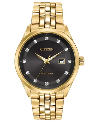 Citizen Men's Eco-Drive Corso Diamond-Accent Gold-Tone Stainless Steel Bracelet Watch 41mm