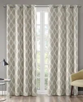 SunSmart Blakesly Ikat blackout curtains for bedroom, Silver grommet top fit up to 1.25 inches rod Single Curtain Panel for Living Room, Width 50 leng