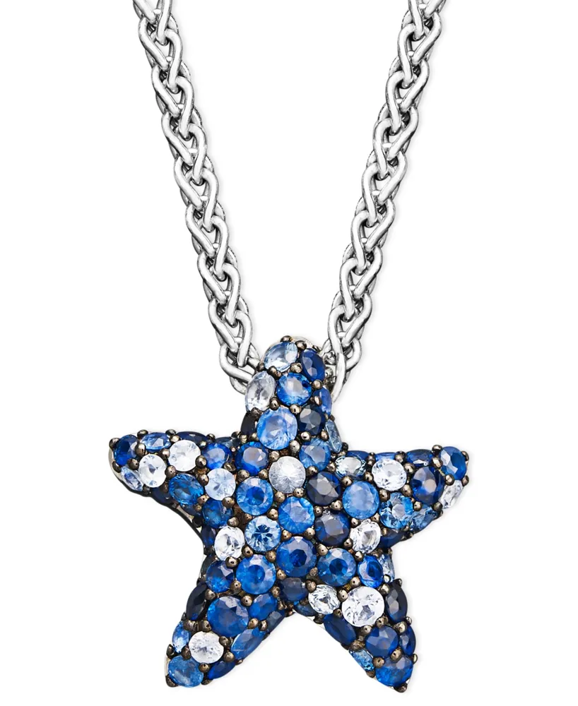 Necklaces | Effy Seaside Collection 14K Diamond & Sapphire Starfish Pendant