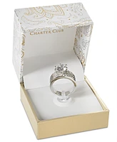 Charter Club Crystal Triple-Row Ring Fine Silver Plate or Gold Plate, Created for Macy's