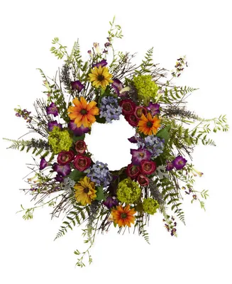 Nearly Natural 24" Spring Garden Wreath with Twig Base
