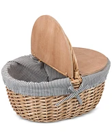 Picnic Time Country Navy & White Striped Picnic Basket