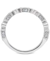 14k White Gold Sapphire (1/3 ct. t.w.) and Diamond (1/5 ct. t.w.) Alternating Ring