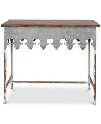 Metal Scalloped Edge Table with Wood Top