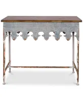 Metal Scalloped Edge Table with Wood Top