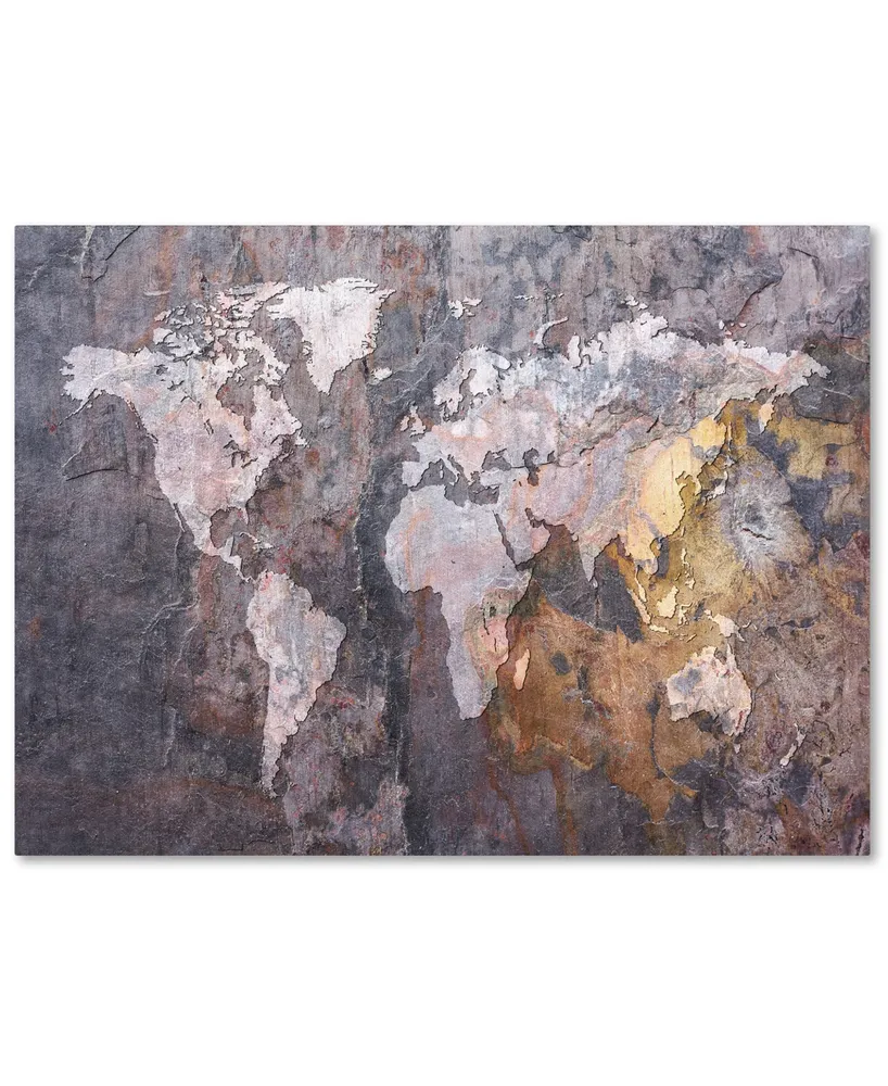 Michael Tompsett 'World Map - Rock' Canvas Art