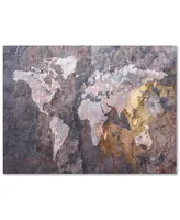 Michael Tompsett 'World Map - Rock' Canvas Art