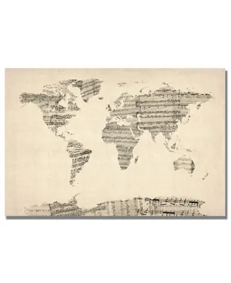 Michael Tompsett 'Old Sheet Music World Map' Canvas Art