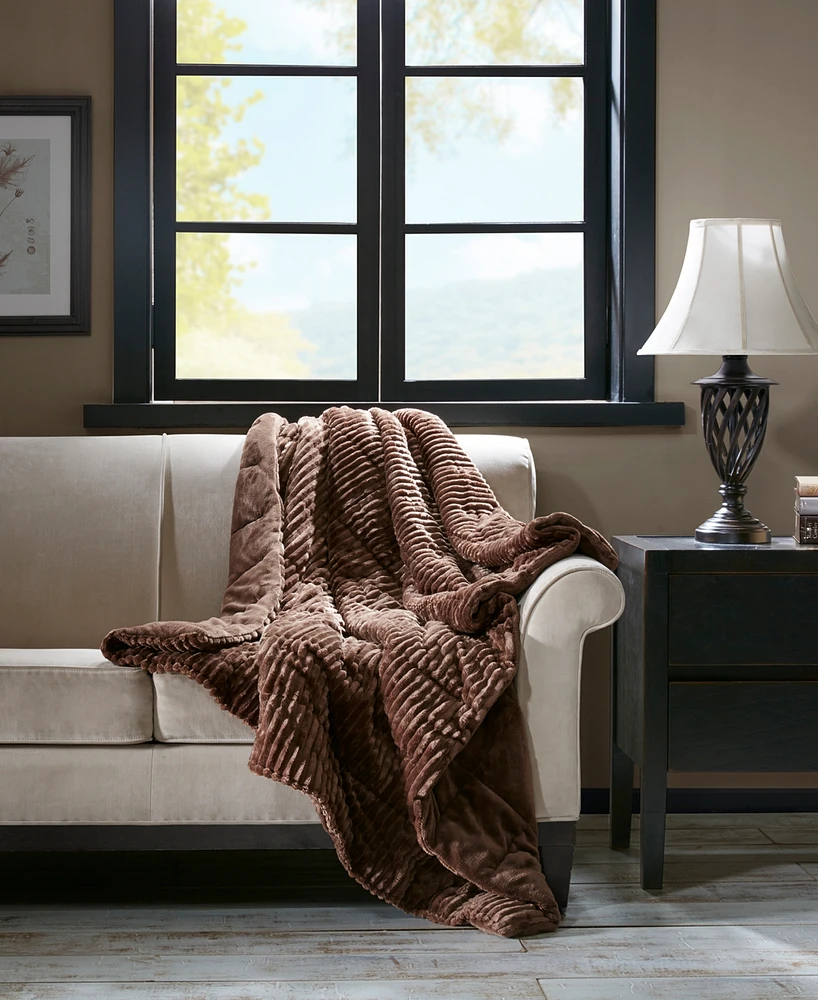 Madison Park Parker Plush Down Alternative Corduroy Throw, 60" x 70"