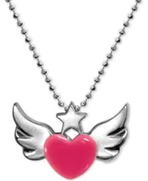 Alex Woo Enamel Rainbow Winged Heart 16" Pendant Necklace in Sterling Silver
