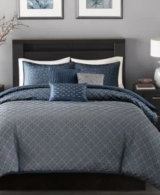 Madison Park Biloxi Geometric Jacquard Duvet Cover Sets