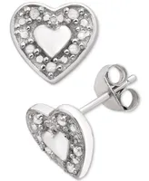 Diamond Heart Stud Earrings (1/10 ct. t.w.) in Sterling Silver