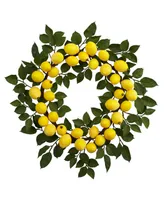 Nearly Natural 24" Artificial Lemon Wreath