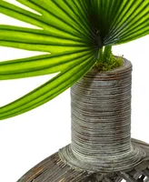 Nearly Natural Artificial Fan Palm Arrangement in Open Weave Vase