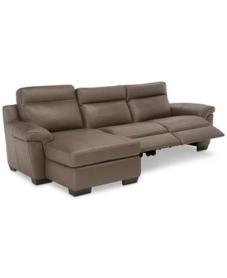 Julius Ii 3-Pc. Leather Chaise Sectional Sofa With 2 Power Recliners, Headrests And Usb Outlet