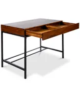 Morgan Industrial Acacia Wood Storage Desk with Rustic Metal Iron Accents