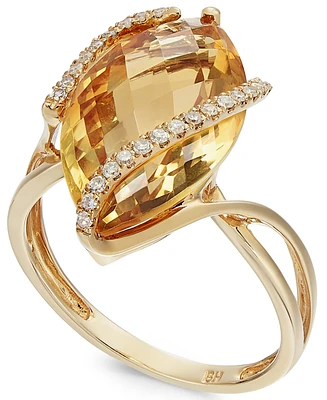 Sunset by Effy Marquise-Cut Pink Amethyst (6-7/8 ct. t.w.) and Diamond (1/8 Wrap Ring 14k Gold (Also Citrine & London Blue Topaz)