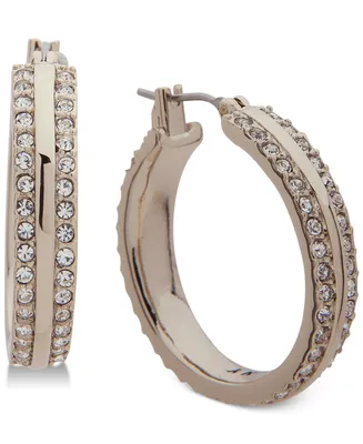 Dkny "Small Gold-Tone Pave Small Hoop Earrings 1"