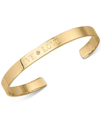Sarah Chloe Diamond Accent "Live Love" Cuff Bangle Bracelet in 14kt Gold Over Silver (also available in Sterling Silver)