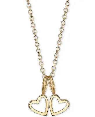Double Heart Charms Pendant Necklace, 18"