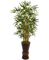 Nearly Natural 4.5' Bamboo Artificial Tree in Bamboo Planter