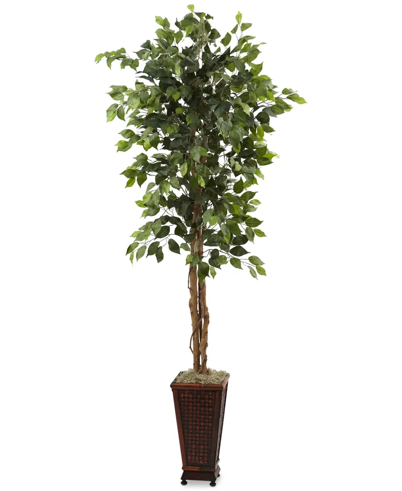 Nearly Natural 6.5' Ficus Artificial Tree in Decorative Planter