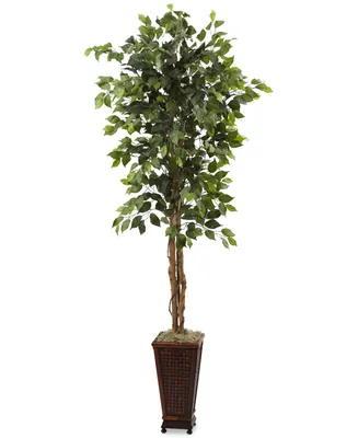 Nearly Natural 6.5' Ficus Artificial Tree in Decorative Planter