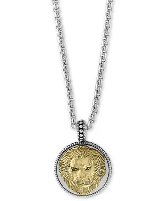 Effy Men's Two-Tone Lion's Head 22" Pendant Necklace in Sterling Silver and 18k Gold-Plate - Two