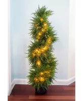 Nearly Natural 43" Cedar Spiral Topiary Lighted Artificial Tree